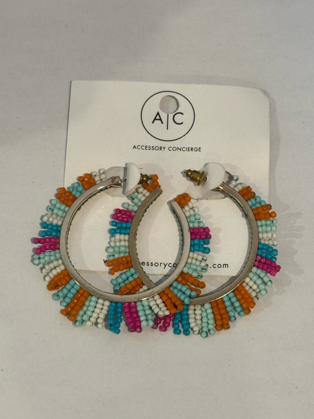 NWT Accessory Concierge Multicolor Beaded Hoop Earrings
